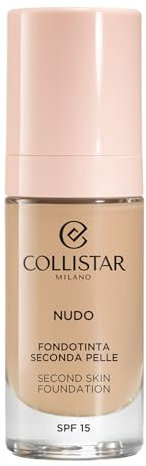 Collistar Fondotinta Nudo Seconda Pelle, Lunga Tenuta, Coprenza Leggera Modulabile, Formula Waterproof, Effetto Pelle Radiosa, Illuminante, Finish Luminoso Naturale, SPF 15, 2N Beige, 30 ml