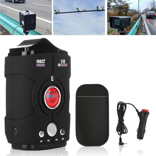 360° Auto Radarwarner, Geschwindigkeits-Kamera-Detektoren, Echtzeit-Sprachwarnungen, erweiterte Reichweite 2,4 GHz 410 MHz, verbesserte Fahrzeugsicherheit für Autobahn