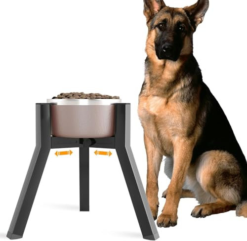 ADENGL Dog Bowl Stand for Medium Dogs, Adjustable Width, Raised Dog Bowls for 17.8-27cm / 7-10.6inch Wide Bowls, 28cm/11inch High Single Dog Bowl Holder (Bowl Not Included)
