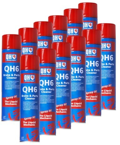 Quinton Hazell 12x 600ml The Liquid Mechanic QH6 Brake, Clutch & Parts Cleaner Spray - Heavy-Duty Car Cleaning Degreaser Stops Brake Squeal, Grease, Dust Lining, Oil and Waxes - 600 ml (Pack of 12)