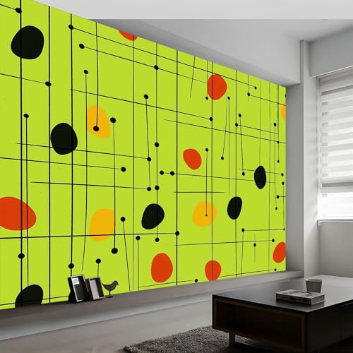Fototapete Abstrakter Mid Century Modern Stil Wanddekoration, Bunte Streifen Tapeten Wandtapete 400 x 280 cm (B x H), für Wohnzimmer Schlafzimmer Wandtapete Panorama Poster Wandbild für Kinderzimmer