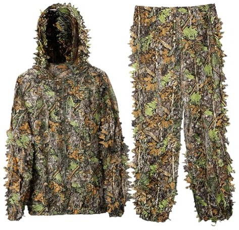 HoveeLuty Combinaison Ghillie d'extérieur 3D réaliste et légère à Capuche, Tenue de Camouflage pour la Jungle et Les Bois