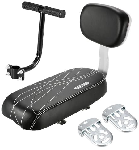 Générique Kinder-Fahrradsitz, Kinder-Fahrradsitz, Rückenkissen mit Armrest & Fußpedalen, Leder und Stahlrahmen, sichere Halterung für Kinder beim Fahren oder Familienreiten