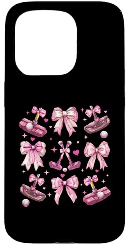 Mini mazza da golf con fiocco da civetta per bambina, rosa, per mamma Custodia per iPhone 15 Pro