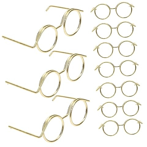 Occhiali Miniatura per Bambole 10 Pezzi in Metallo Oro | Accessorio Decorativo, per Scene Fotografiche e Festa di Compleanno, Formato Compatto per Collezioni
