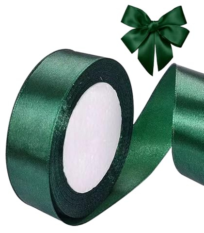 YUDANSI 1PC Deko Band Für Geschenkverpackung, 2.0 cm x 23 meters Breit Geschenkband, Dunkelgrün Schleifenband Für Weihnachten Hochzeit Taufe Geburtstag Neujahr, Geschenkbänder Für Heimwerkerkunst