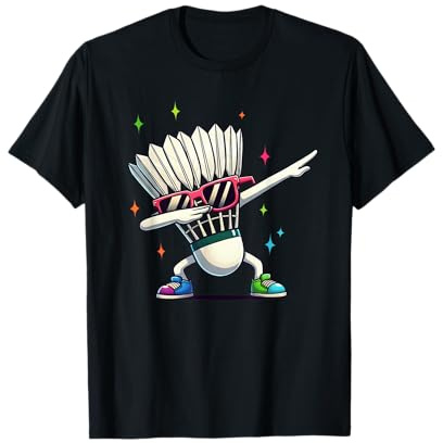 Funny Badminton Player Kids Boys Men Women Shuttlecock Dab T-Shirt