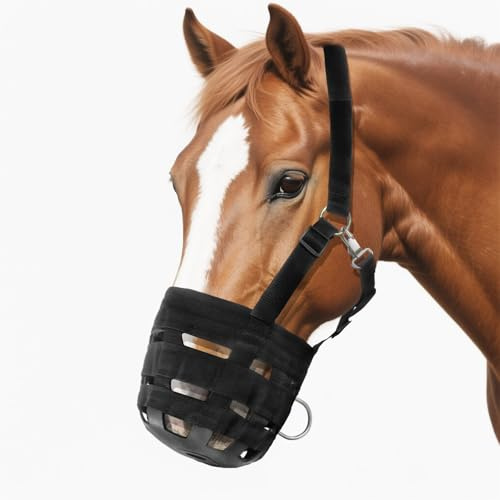 Dmnnlp Grazing Muzzle for Horses, Adjustable Breakaway Halter - Durable & Ventilated Equine Muzzle to Prevent Overgrazing, for Laminitis & Overweight Horses