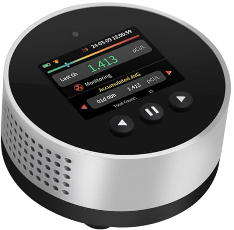 Wadakada Détecteur de Radon Portable pour, Rayons X Bêta et Gamma, Détecteur de Gaz Naturel avec Écran Couleur LCD pour Sous-Sol de Maison, PCi/L