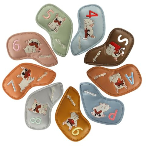 Coperture in ferro per mazze da golf, forniture protettive per cani in pelle PU con cartoni animati, coperture per mazze da golf, per giochi di guida in auto, pratiche, casa, cortile, sport