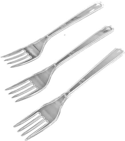 100 x Stabile Mehrweg-Plastikgabel Dessert Gabeln Transparent
