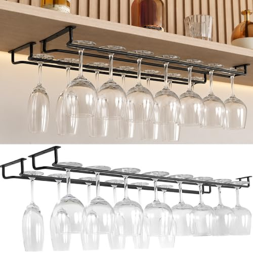 EAAGHK 4 Stück Metall Weinglashalter, Weinglasregale Weingläser Halter Unter Dem Schrank Weinglas Rack Gläserhalter zum Aufhängen Gläseraufbewahrung Stielglasregal für Bar Küche Zuhause Restaurant