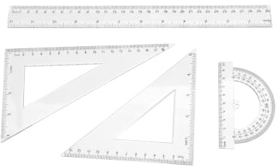KACZUS Ensemble de Règles 4 Pièces 30 cm Blanc, Set de Géométrie avec Rapporteur, Équerre, Triangle – Outils Mesure Précis pour École, Bureau et Dessin Technique