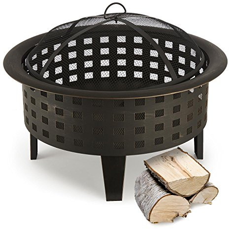 blumfeldt Versailles Braciere Decorativo Griglia Per Giardino (Ø 70 cm, Inclusi paraschizzi reticolato e attizzatoio, Acciaio Annerito) Nero