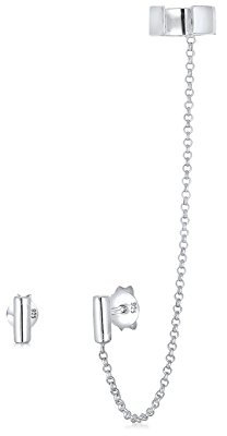 Elli Earcuff 925 Sterling Silber Ohrmanschette Damen Ohrring mit Kette für Frauen Ohrstecker Stab Geo Durchmesser 7mm Helix 0306780817