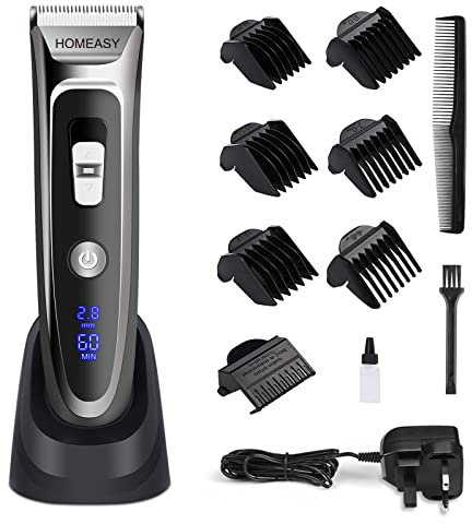 Hair Clipper Men, Beard Trimmer Electric Hair Trimmer Rechargeable Waterproof Mens Grooming Kit Hair Cutting Machine with LED Display Ceramic Blade Hair Shaver 2 in1 for Men Kids Barbers