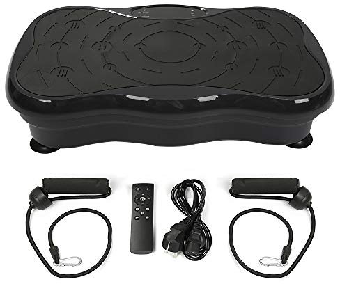 200W Plateforme Vibrante Oscillante,Fitness Appareil d'entraînement avec Haut-parleurs Bluetooth,Bandes de Résistance et télécommande (Noir)