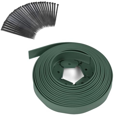 IDMarket - Flexible Gartenumrandung, 10 m, grün, Höhe 5 cm + 30 Heringe