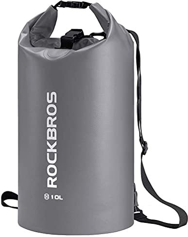 ROCKBROS Dry Bag Wasserdicht Packsack für Wassersport, Strand, Schwimmen Boot Kajak Rafting Segeln Outdoor, Grau, 5L