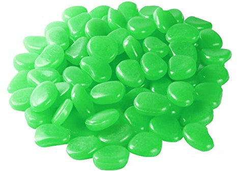 Mdurian 200Pcs Pierre Lumineuse Galet Lumineux Cailloux Brillants dans Le Noir pavés pour Maison Jardin passerelle Aquarium Patio pelouse Décoratives Vert