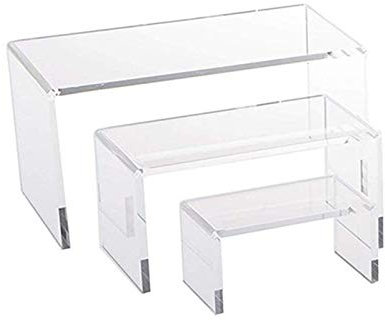 Prom-note Acryl Display Ständer 3-stufiges Regal Transparente Schmuck Display Riser, Für Figuren, Schmuck, Cupcake, Lippenstift, Nagellack, Gewürz (3 Pack)