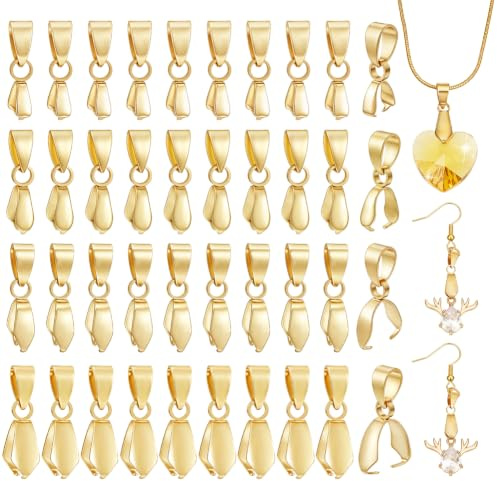 PandaHall 40 Stück Golden 304 Edelstahl Prise Bails 4 Größen Verschluss Baumel Charm Bead Anhänger Anhänger Befunde Für Anhänger Halskette Schmuckherstellung