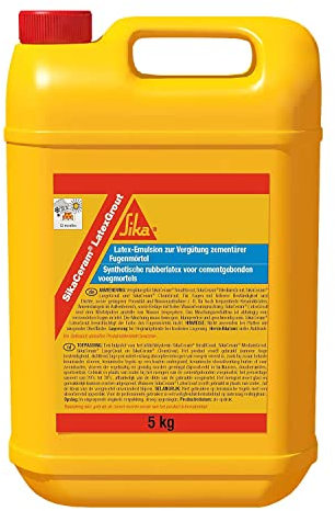 SIKA latex, Emulsión Adhesiva, Listo Para Usar, Para Mortero Y Lechada De Cemento, Blanco, 5Kg+ 1A, Aditivo Impermeabilizante, Listo Para Su Uso, Para Mortero Y Hormigón, Sin Cloruros, Amarillo, 5L