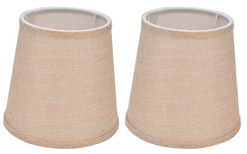 2 Stück Lampenschirm Leinen E14 Kleine Lampenschirme for Flachs Kerze Kronleuchter Wandleuchte Pendelleuchte Tischlampe, Tischlampe Wandlampe Nachttischlampe Und Stehlampe
