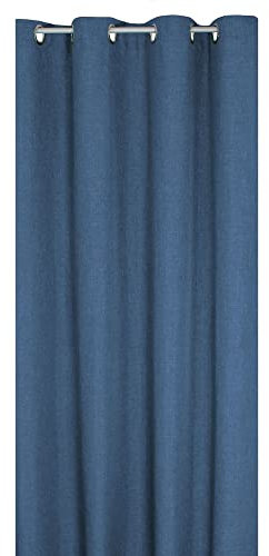 Haus und Deko Vorhang 140 x 245 cm in Leinen-Optik Struktur, blickdichter Ösenvorhang mit Metall-Ösen, klassich Elegante Übergardine mit 15 verschiedenen modernen Farben (blau)