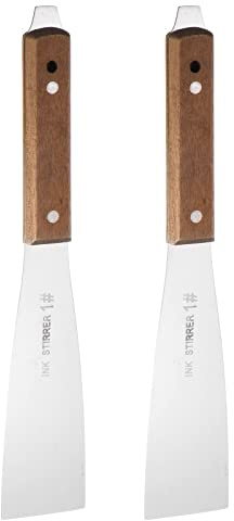 sourcing map 2pcs Painting Knives 45mm Width Shovel Mixing Palette Scraper with Wood Handle for Oil Paint Craft Spreading(1#)