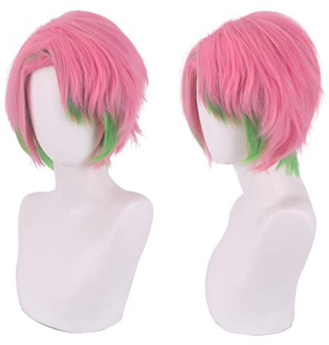 Cosplay Wig For Kanroji Mitsuri Pink Short Wig Kimetsu No Yaiba Men Wigs Halloween Carnival Party Role Play Wig