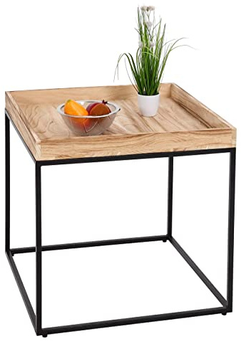 Mendler Beistelltisch HWC-K71 Paulowniaholz Metall 60x60x60cm - naturfarben | Kaffeetisch, Couchtisch, Tisch
