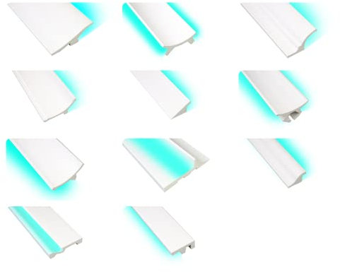 INOSAR - LED Sockelleisten und Deckenleisten - Indirekte Beleuchtung in modernen Design - lichtundurchlässig - robust - Profil - Stuckprofil - Deckenprofil - INO-7-8,5m je - 170 x 7,9 x 6,3 cm