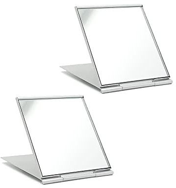laeeyin Reisespiegel Taschenspiegel Klein Kosmetikspiegel Handspiegel klappbar Ultradünn und Langlebig Spiegel Geeignet für Reisen, Büro Rasieren Camping und Make-up (2pcs6X7cm)