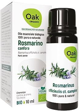 OAK ORGANIC Per NATURANDO Olio essenziale Rosmarino Ct. Canfora Puro 10 ML – Integratore alimentare Bio & Vegan