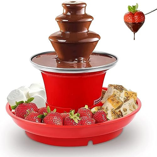 ERICAT Fuente De Chocolate De 3 Niveles, Minimáquina De Fuente De Chocolate De 65 W con Bandeja, Capacidad para 200 G De Salsa De Chocolate Y Bandeja De Servicio Extraíble, para Fiestas