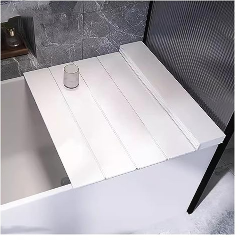 Bath Tub Tray PVC Bathtub Insulation Cover 1.2cm Thickness Dustproof Shutter Bath Lid, for Home, Bathroom, Customizable bujnie (Color : White, Size : 70x60x1.2cm)