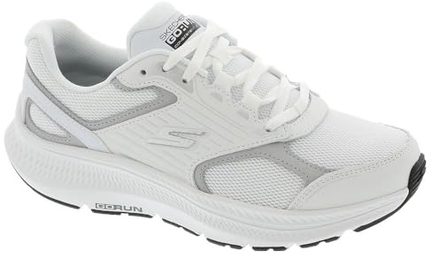 Skechers Zapatillas Deportivas Go Run Consistent 2.0 para Mujer, Blanco y Plateado, 35.5 EU Ancho