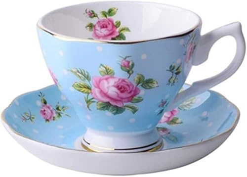 Juego de taza y platillo,juego de taza de té de la Tazas de té de porcelana de hueso Juego de tazas de café de porcelana de hueso Taza de café creativa Taza de té negra de cerámica Taza de café ingles
