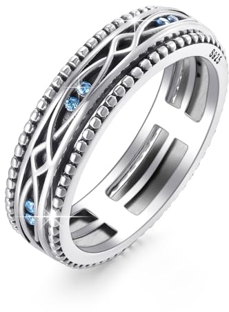 REDSUN Fidget Ringe 925 Sterling Silber Evil Eye Spinner Ring für Angst Männer Frauen Anti Stress Ring Schmuck Geschenke für Männer Frauen Teens Paar Geburtstag Valentinstag Weihnachten Geschenke
