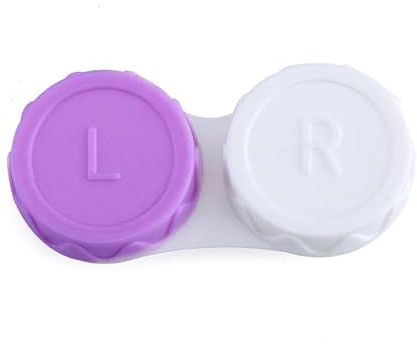Hrlace Kontaktlinsenbehälter Set 10 Stück für weiche/Harte Linsen Auslaufsicher Reise Kontaktlinsenbehälter Bunt Aufbewahrungsbox tragbarer Kontaktlinsendose für Zuhause und Reisen Lila