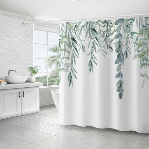 FAIRYGATE Outdoor Vorhänge Wetterfest Badvorhang Bath Curtain Duschvorhang Grün Antischimmel Duschvorhänge Textil Wasserdicht Shower Curtains Badewanne Waschbar mit 12 Haken 180x180 cm B9516