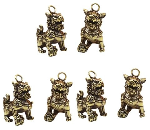 STOBAZA 6 STK Löwenverzierung aus Kupfer Chinoiserie- Feng-Shui-Statue Fengshui-Schmuck Chi-Lin-Figur glucksbringer tischdeko esstisch Golddekor Löwen-Skulptur-Ornamente Löwenschmuck