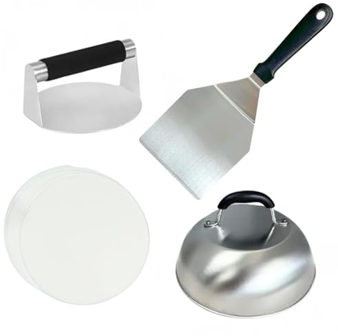 HTT GLOBAL Kit de presse à hamburger 4 pièces avec poignées résistantes à la chaleur