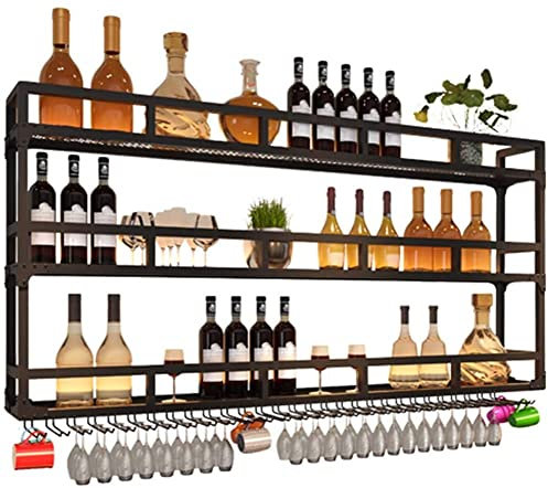 Rustikaler Weinschrank zur Wandmontage mit Glashalter und Regal, perfekt für Weinkeller und Wohnkultur.
