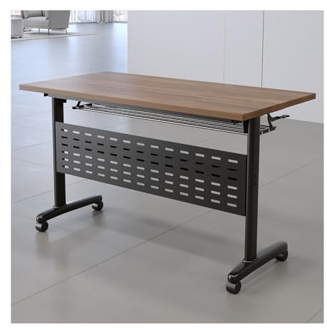 Tragbarer klappbarer Trainingstisch für dynamische Meetings und Seminare, rechteckiger mobiler Konferenztisch für Büro, Konferenzraum, Schwarz (119,4 x 61 x 76,2 cm)
