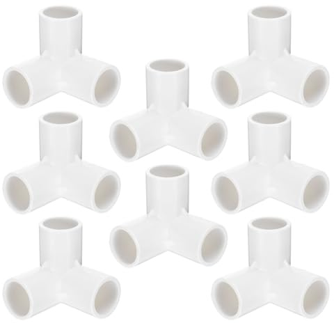sourcing map 8pcs 3 Way PVC Pipe Fittings 1/2 Elbow Pipe Connector Furniture Build Grade 90 Degree Pipe Coupling Elbow Fittings for Sewer Plumbing Drain Water Supplies Build Garden, White