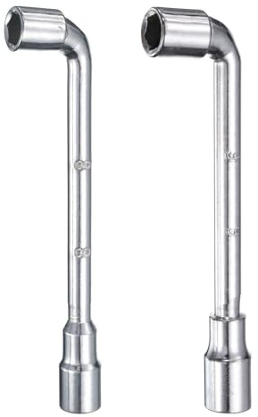 sourcing map L-förmiger, abgewinkelter Sechskant-Steckschlüssel, 8 mm, 9 mm, 45#-Stahl, doppelseitig, metrisch, 6-Punkt-Rohrsteckschlüssel für allgemeine Reparaturen, Rohrleitungen,