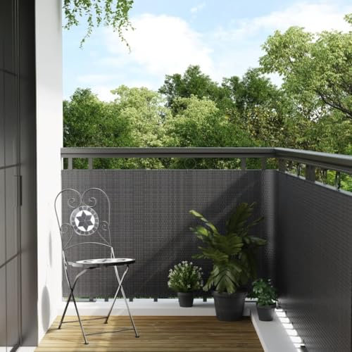 NQJIBUE Home Garden Balkonblende Anthrazit 500x90cm Polyrattan