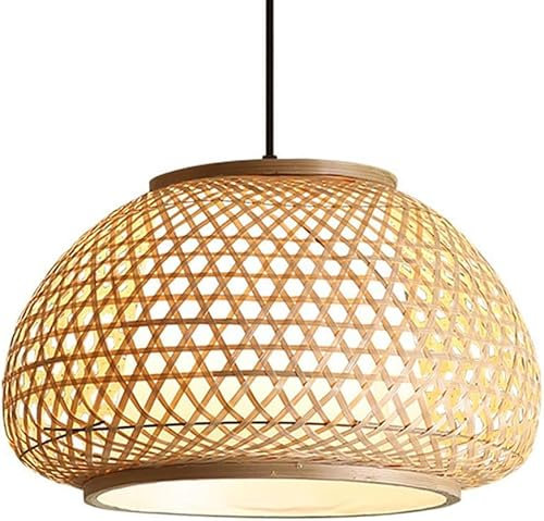 Lampada a sospensione a cesto di bambù Lampadario in stile cinese Lampada a sospensione a soffitto in vimini pergamena fai-da-te
